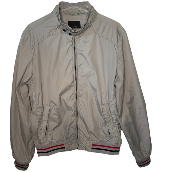 Zara Other - Zara Mens Bomber Jacket Size L Tan Blue Red Beige Tan Members Only Snap Collar